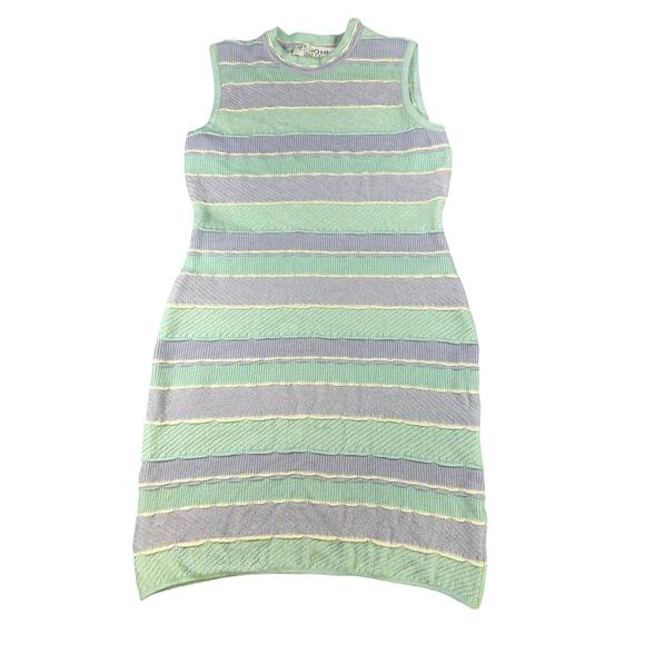 St John Marie Gray- Size 2 blue cream purple striped Sleeveless sweater Dress - Picture 3 of 6